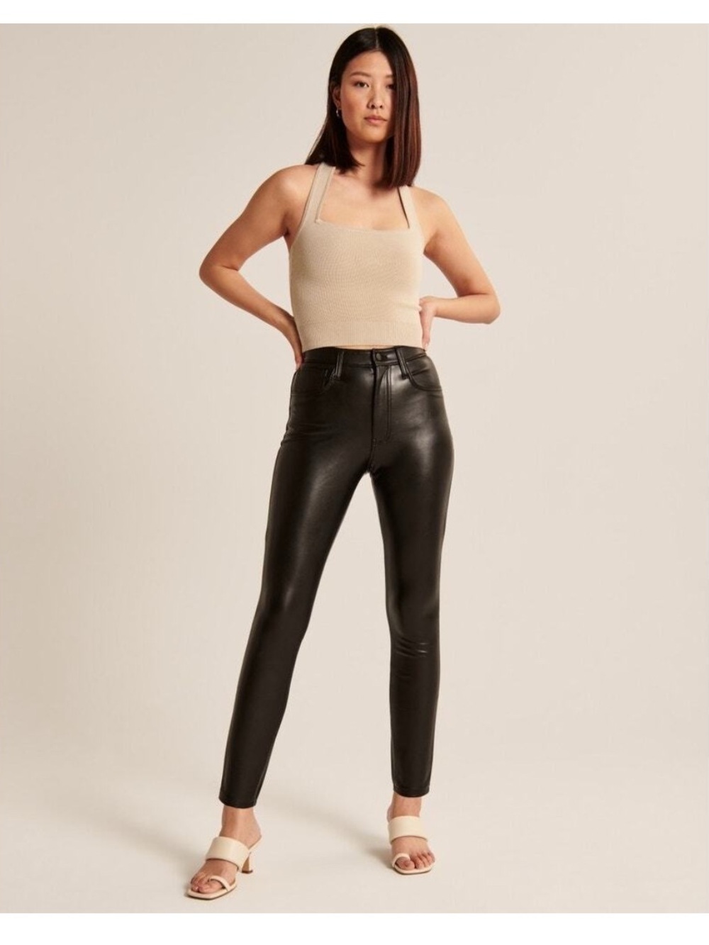 A&F Curve Love Vegan Leather Slim Pants